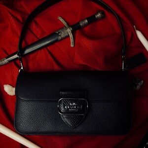 Coach Morgan shoulder bag CE562 Black with snakeskin